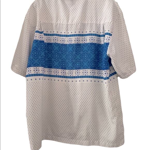 Maluka The Spice Islands SHIRT Mens M White Blue Short Sleeve Button Down Casual - Picture 3 of 6